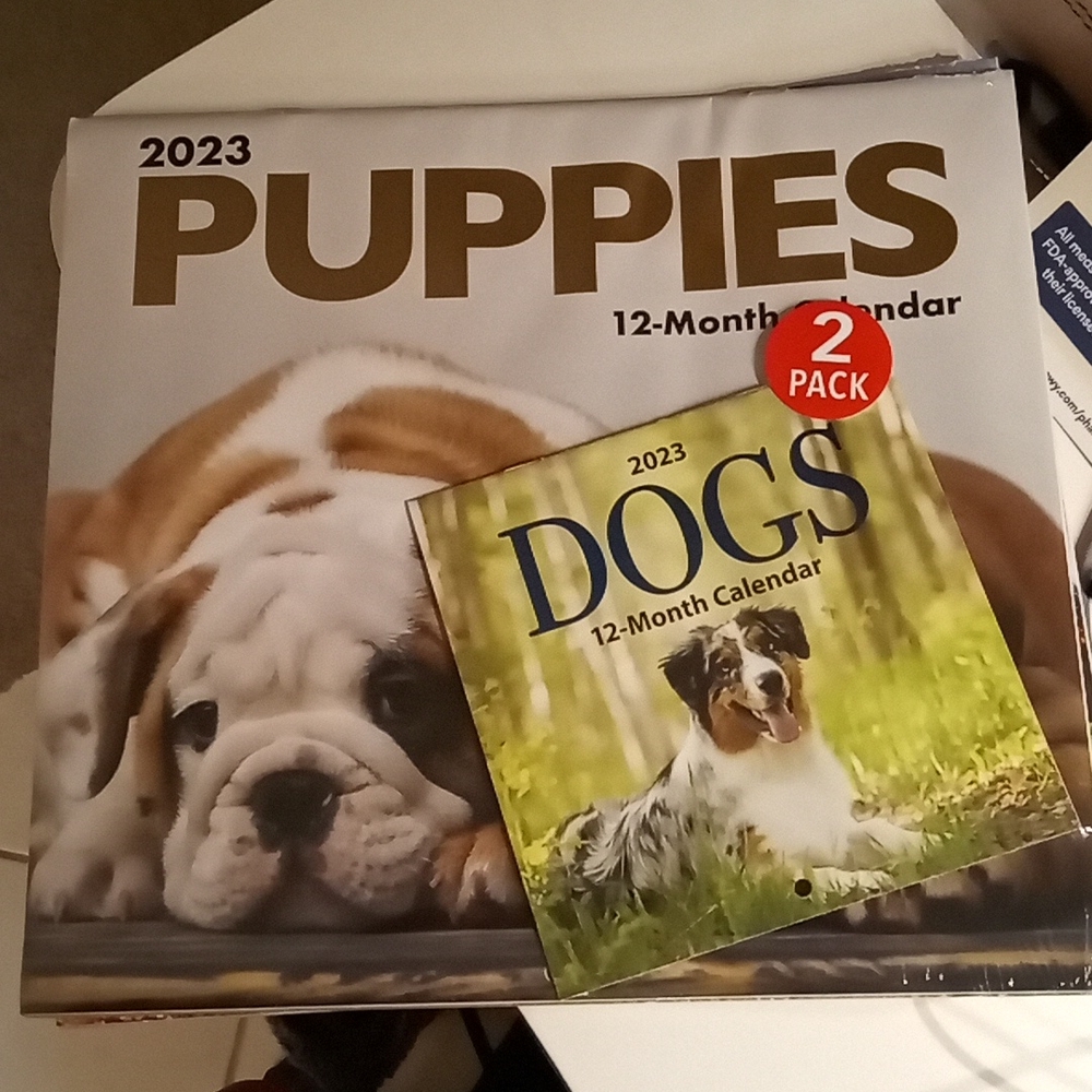 4 2023 calendars puppies , inspirational quotes , mini tea time , mini dogs